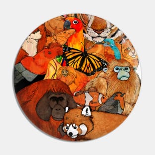 Orange Animals Pin