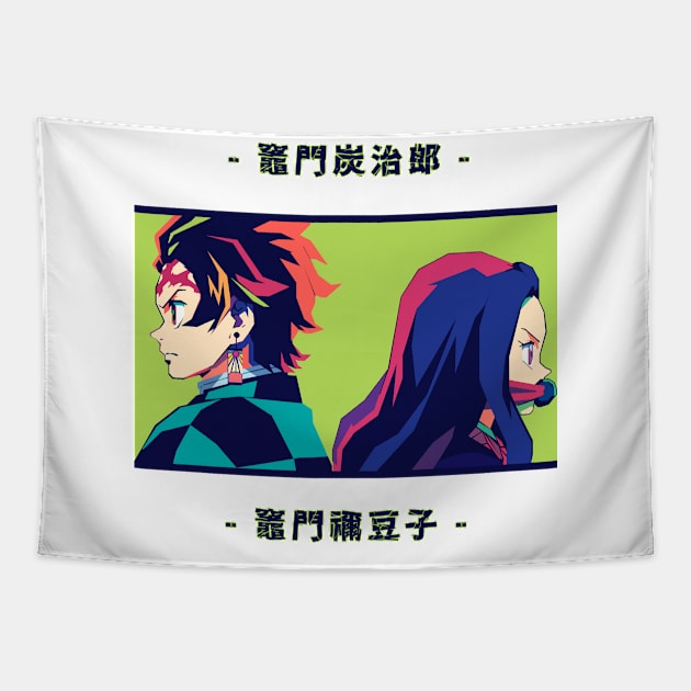 tanjiro kamado and nezuko kamado In Wpap Pop Art Tapestry by Hanafi