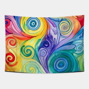 Retro Swirls and Cosmic Twirls: Tie Dye Design with a Nostalgic Twist No. 3 with a Dark Background Tapestry