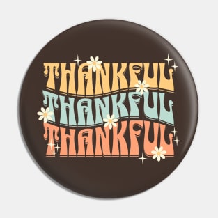 Thankful Retro Groovy Thanksgiving Pin