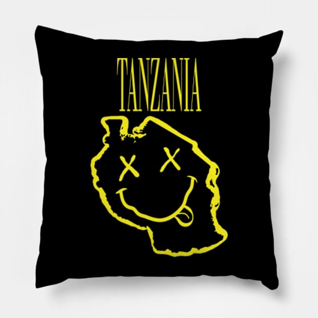 Vibrant Tanzania x Eyes Happy Face: Unleash Your 90s Grunge Spirit! Pillow by pelagio