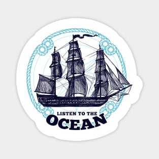 'Listen To The Ocean' Ocean Conservation Shirt Magnet