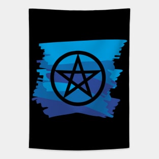 Pagan Pentagram Blue Paint Witch Magick Tapestry