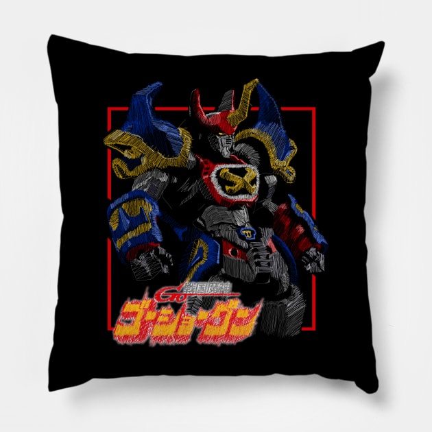 Go Shogun Scribble Pillow by Pakyu Pashion