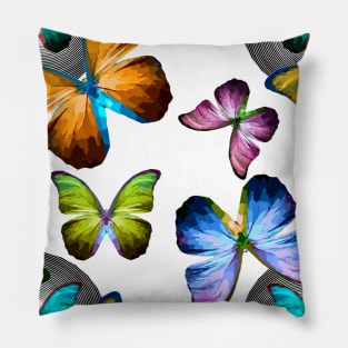 Realm of Morpho Blue and Rainbow Butterflies Pillow