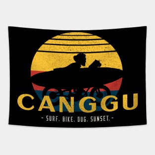 Canggu Bali - surf, bike, dog, sunset Tapestry