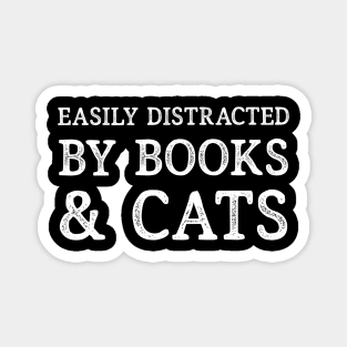 easily distracted by cats and books, summer top, kitten lover Magnet