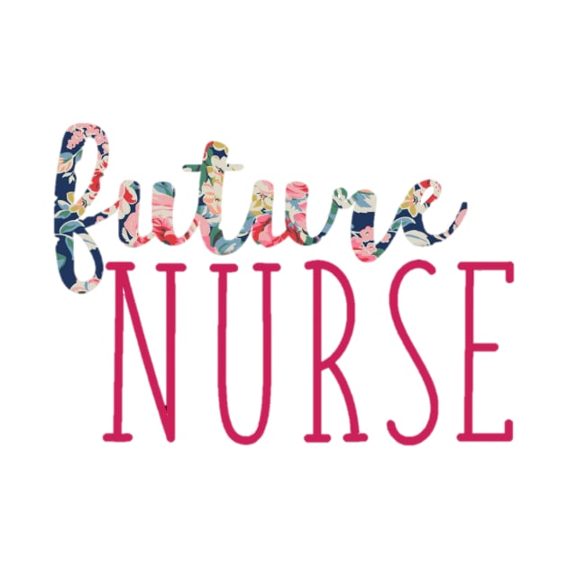 Navy Floral with Pink Future Nurse by annmariestowe