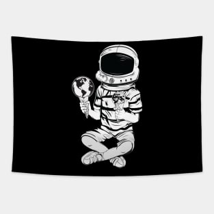 Astronaut With Two Ice Creams Tapestry