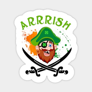 Arrish Irish Pirate  Leprechaun St Patricks Day Magnet