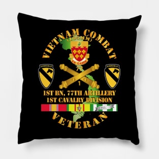 Vietnam Combat Veteran w 1st Bn 77th Artillery DUI - 1st Cav Div - V1 Pillow