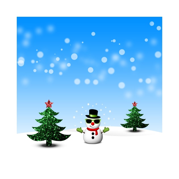 Cool Snowman and Sparkly Christmas Trees by PLdesign