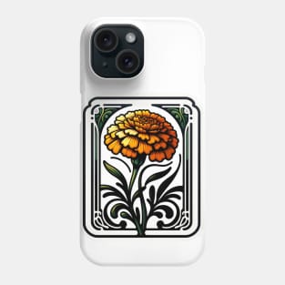 art nouveau marigold october Birth Month Flower Phone Case