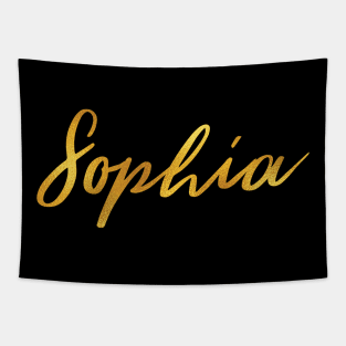 Sophia Name Hand Lettering in Faux Gold Letters Tapestry