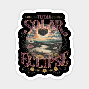Total Solar Eclipse Vintage Flowers Astrology Lovers Magnet
