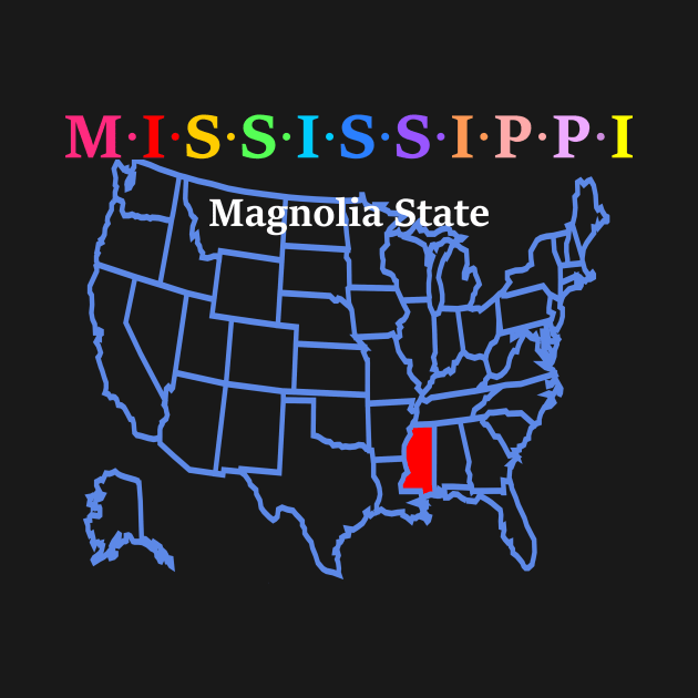 Mississippi, USA. Magnolia State. With Map. by Koolstudio