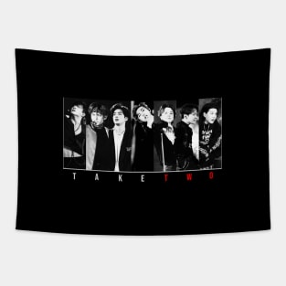 BTS Take two OT7 , front printed (Dark theme) Tapestry