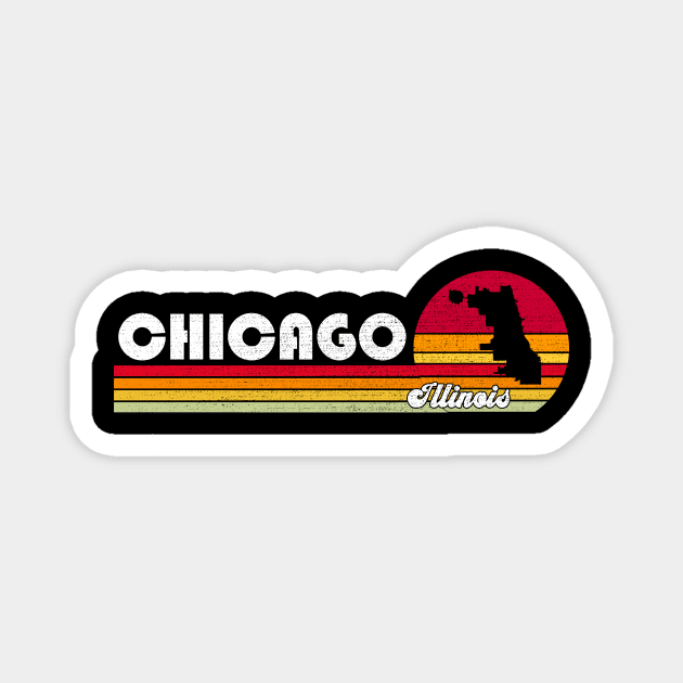 Classic 70s 80s Souvenir Vintage Retro Chicago  Illinois IL Distressed Magnet by DUC3a7