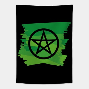 Pagan Pentagram Green Paint Witch Magick Tapestry