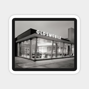 Mid-Century Auto Dealership, 1950. Vintage Photo Magnet