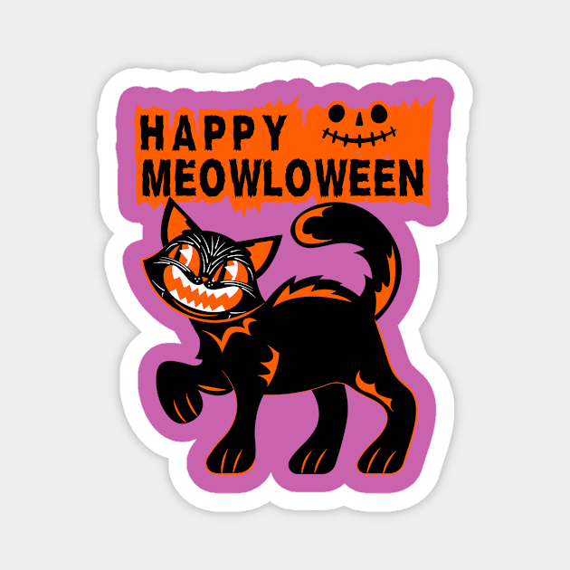 Happy Meowloween Halloween Magnet by The WYLD Tribe