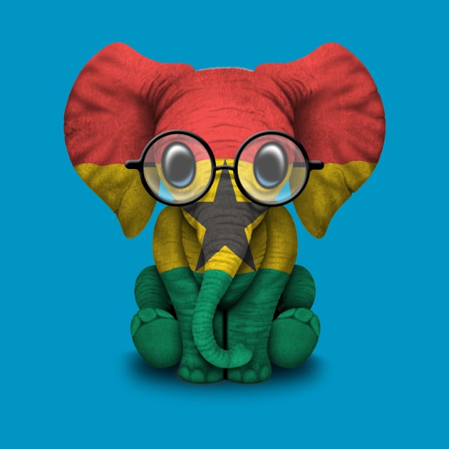 Baby Elephant with Glasses and Ghana Flag by jeffbartels