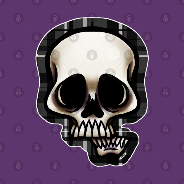 Gray Plaid Skull by Jan Grackle