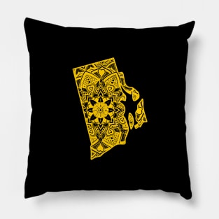 Yellow Rhode Island State Gift Mandala Yoga RI Art Pillow