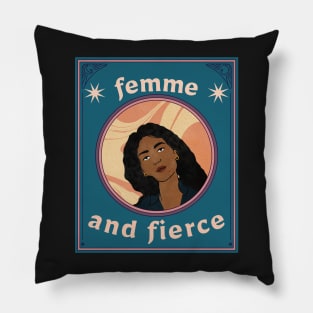 Femme and Fierce (retro empowered woman) Pillow