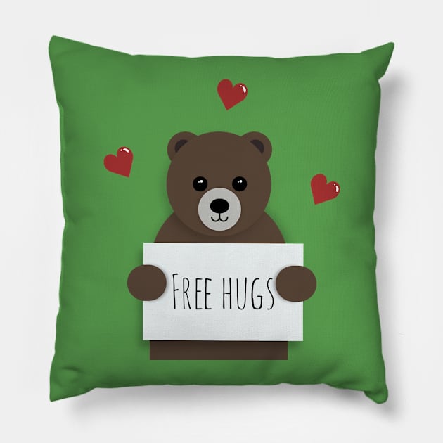 Free Hugs Bear Pillow by bluevolcanoshop@gmail.com