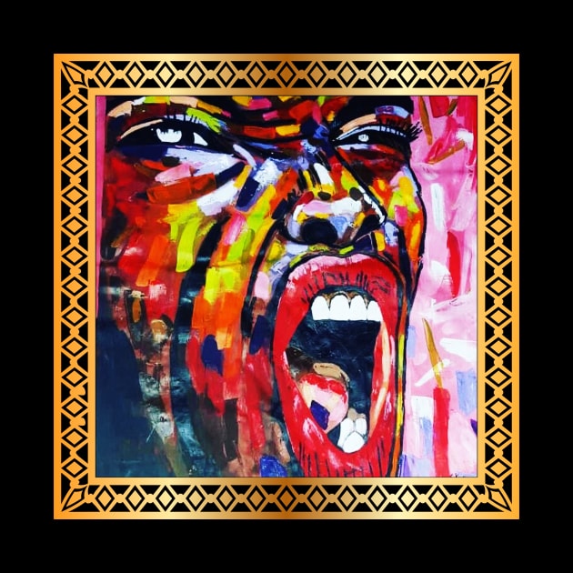 African Artwork, African Woman Screaming by dukito