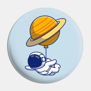 Cute Astronaut Floating With Planet Pin