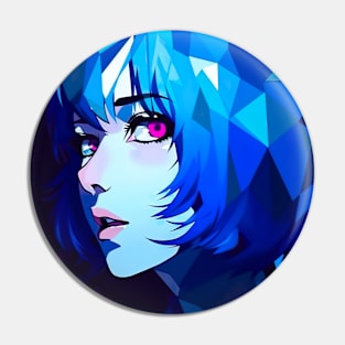 Geometric Girl Blue - Anime Wallpaper Pin