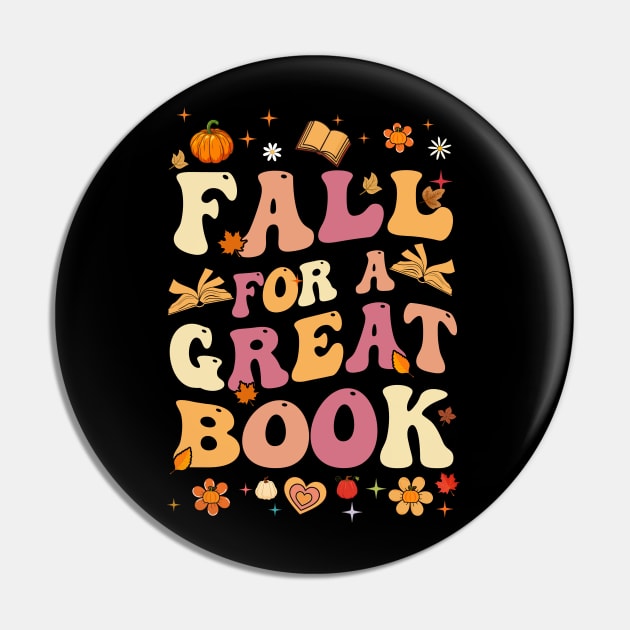 Fall For A Great Book Reading Teacher Librarian Thanksgiving Pin by James Green