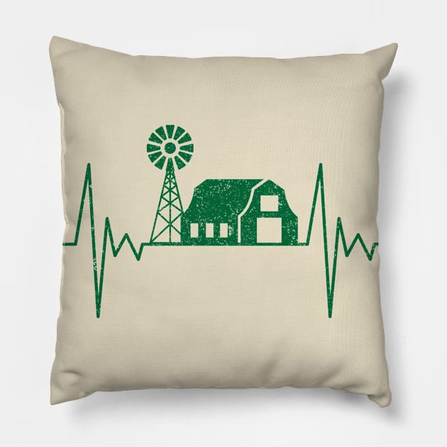 Farmer Barn Windmill Heart Beat Pillow by Live.Good