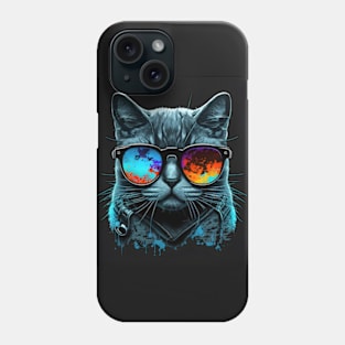 Black Cat with Sunglasses Phone Case