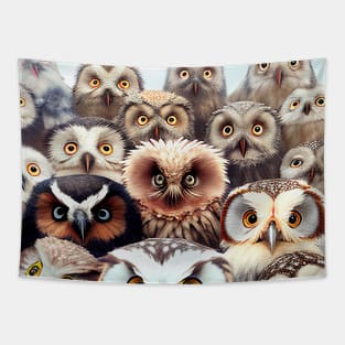 Owl Bird Wild Nature Funny Happy Humor Photo Selfie Tapestry