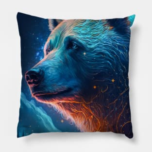 Gizzly Bear Animal Portrait Painting Wildlife Outdoors Adventure Pillow