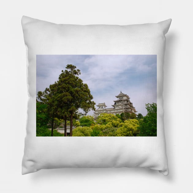 Castle at Hiimeji With Trees, Kansai, Japan Pillow by jojobob