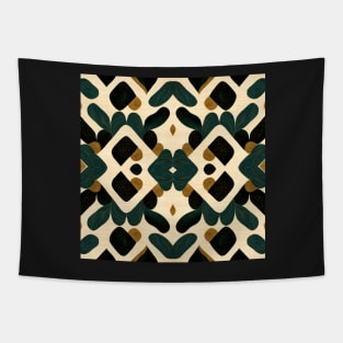 Brown and green shapes repeating pattern Tapestry