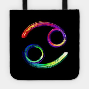 Zodiac sign Cancer luminescent paint Tote