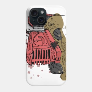 Abandoned red tractor watercolor sketch Phone Case