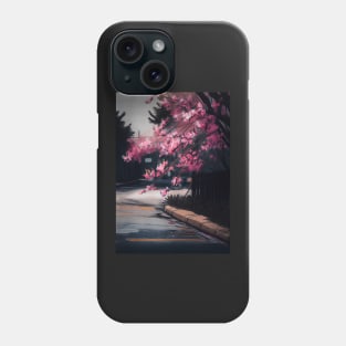 Whispering Blossoms: Cherry Tree by the Road Phone Case