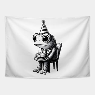 Sad frog Happy birthday Tapestry