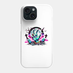 Creepy Neon Zombie Hand Graveyard Colorful Spooky Phone Case