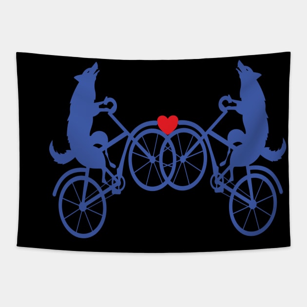 Wolf bicycle love nice cute cool colorful Tapestry by Okuadinya