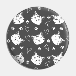 American Shorthair Cat Head Emoji - Gray Pin