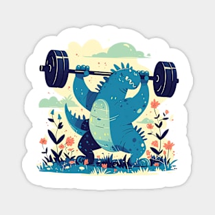 dino lifting weight Magnet