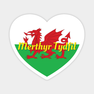 Merthyr Tydfil Wales UK Wales Flag Heart Magnet