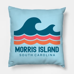 Morris Island South Carolina Vintage Wave Pillow